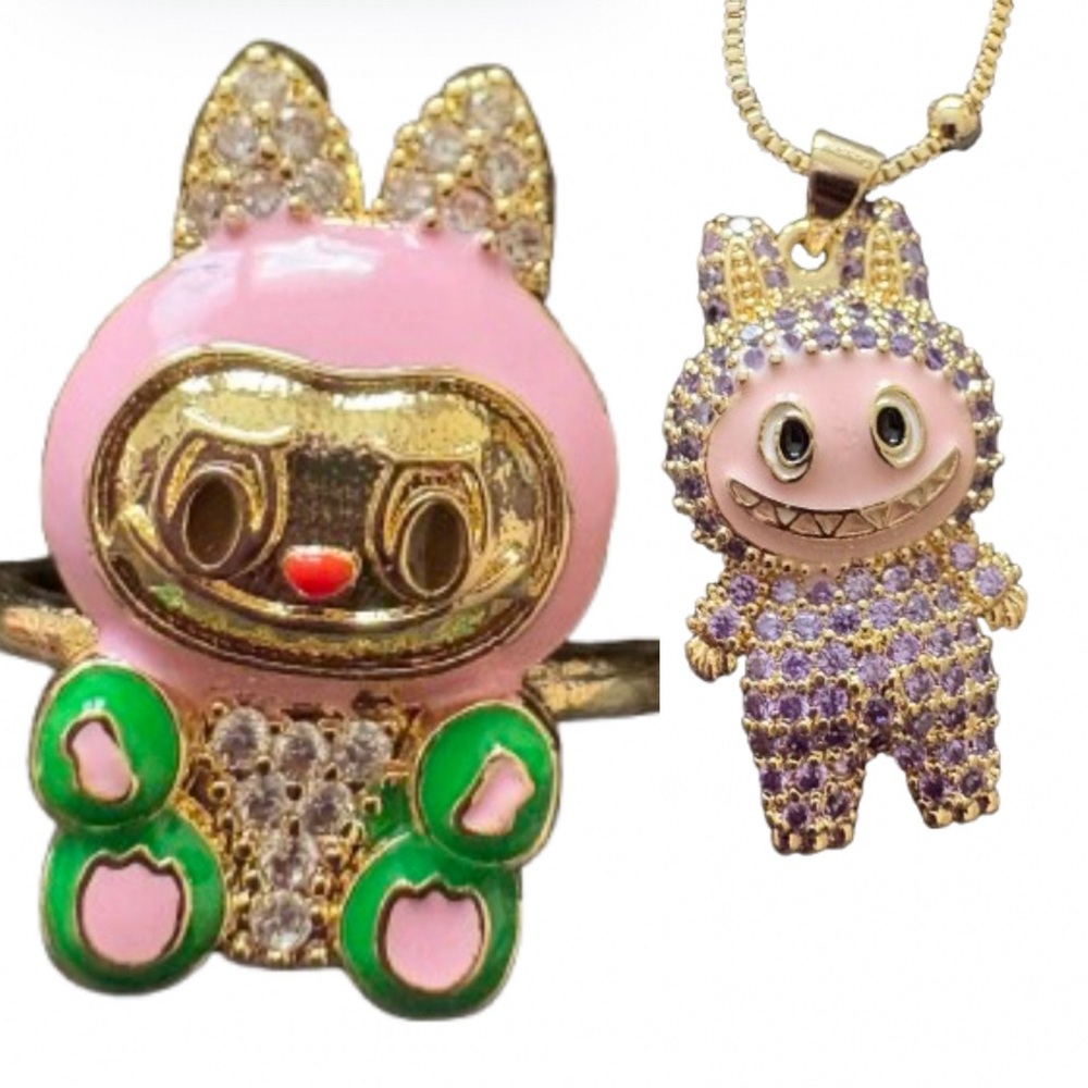 Cartoon Ring & Necklace Set